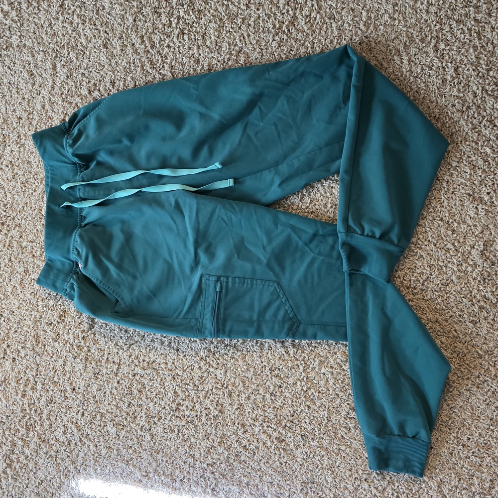 Figs Hunter Green High Waisted Zamora Jogger Scrub Pants